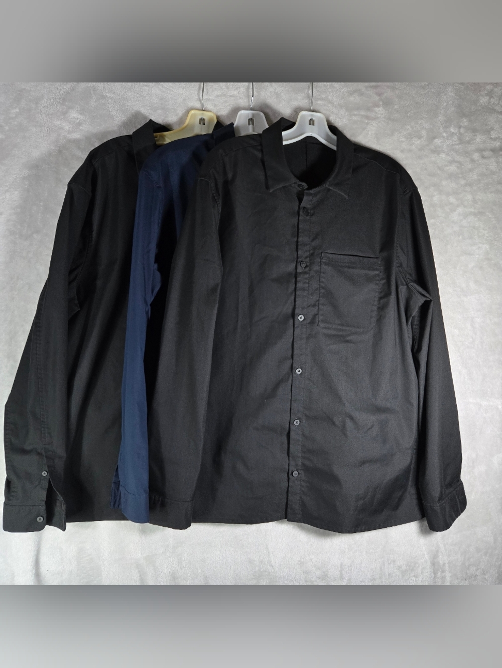 Lululemon Commission Button Up Shirt Mens XL 2 Black 1 Blue Long Sleeve Lot of 3
